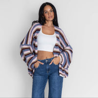 Casual Stripe Oversized Cardigan