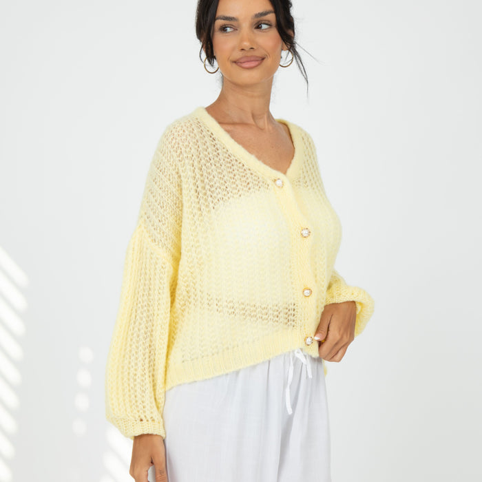 Feiner Lochstrick Cardigan
