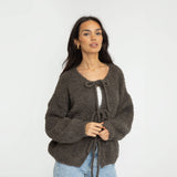 Bouclé Oversized Cardigan mit Schleifen