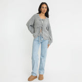 Bouclé Oversized Cardigan mit Schleifen