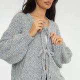Bouclé Oversized Cardigan mit Schleifen