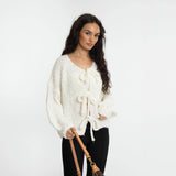 Bouclé Oversized Cardigan mit Schleifen