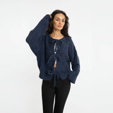 Bouclé Oversized Cardigan mit Schleifen