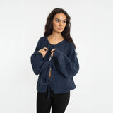 Bouclé Oversized Cardigan mit Schleifen