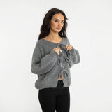 Bouclé Oversized Cardigan mit Schleifen