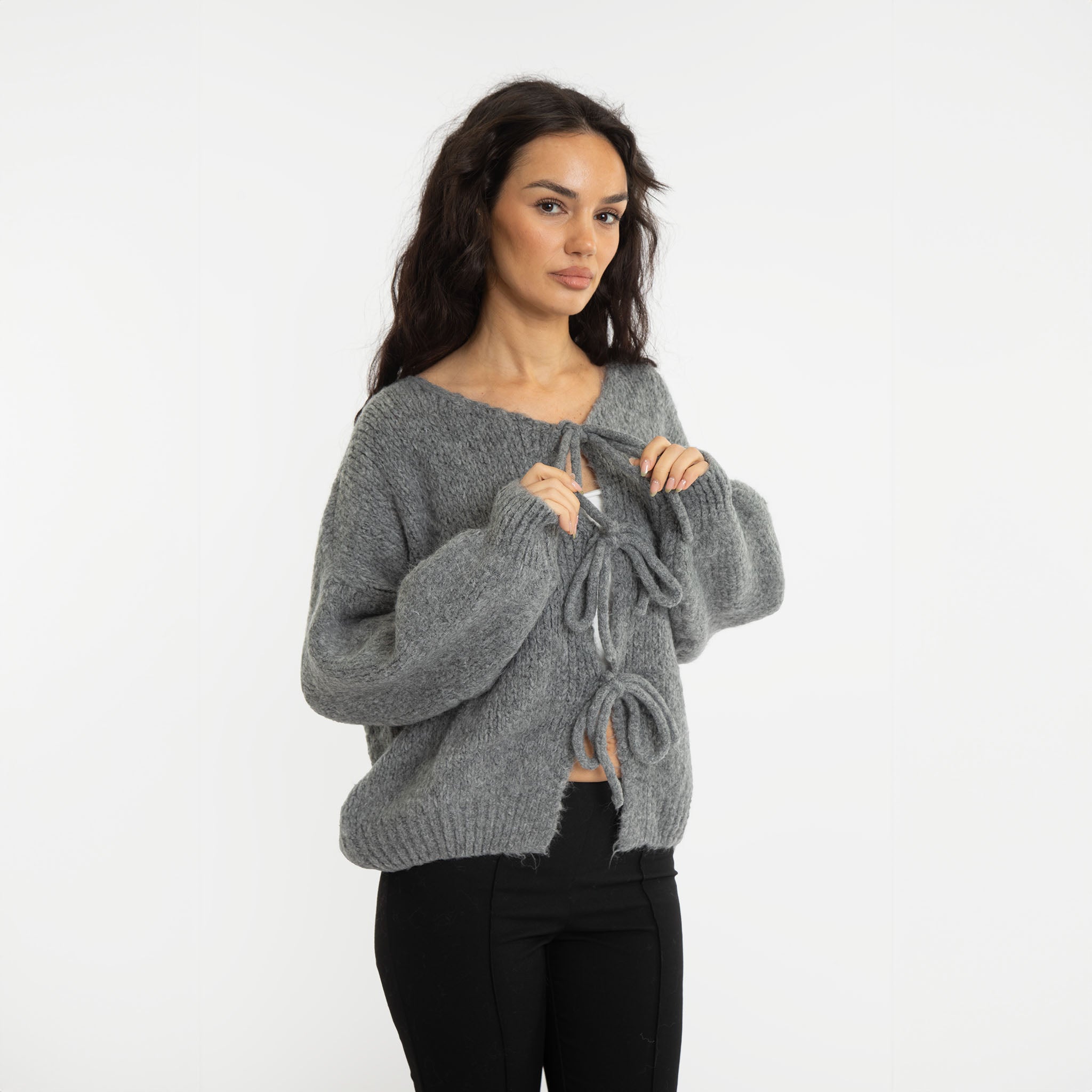Oversized Cardigan mit Schleifen