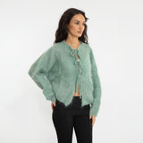 Oversize Mohair Cardigan mit Schleifen