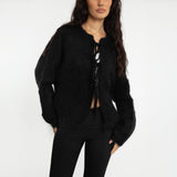 Oversize Mohair Cardigan mit Schleifen