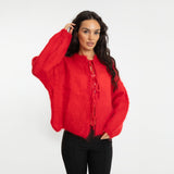 Oversize Mohair Cardigan mit Schleifen