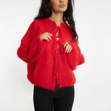 Oversize Mohair Cardigan mit Schleifen