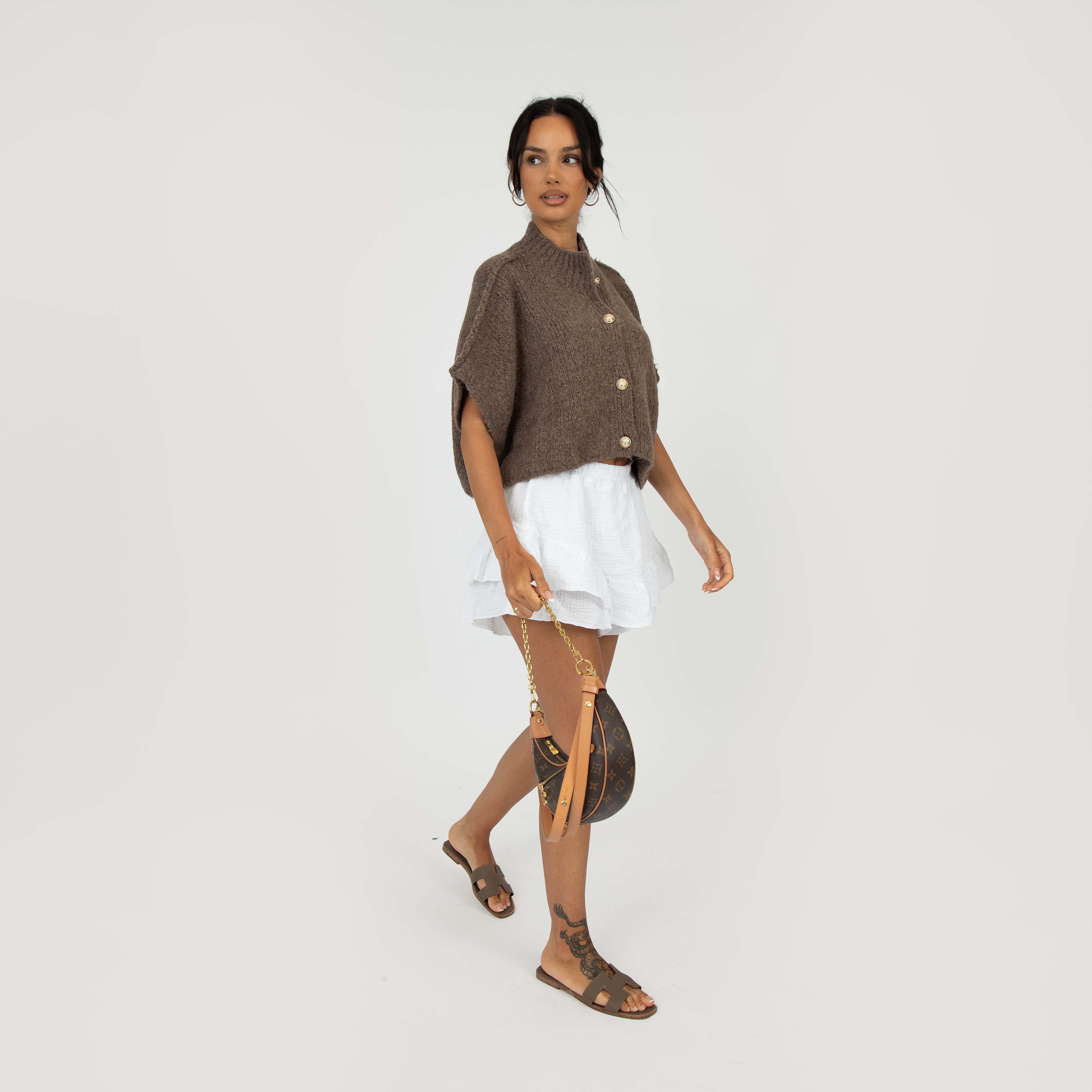 CozyGlam Crop Strickweste