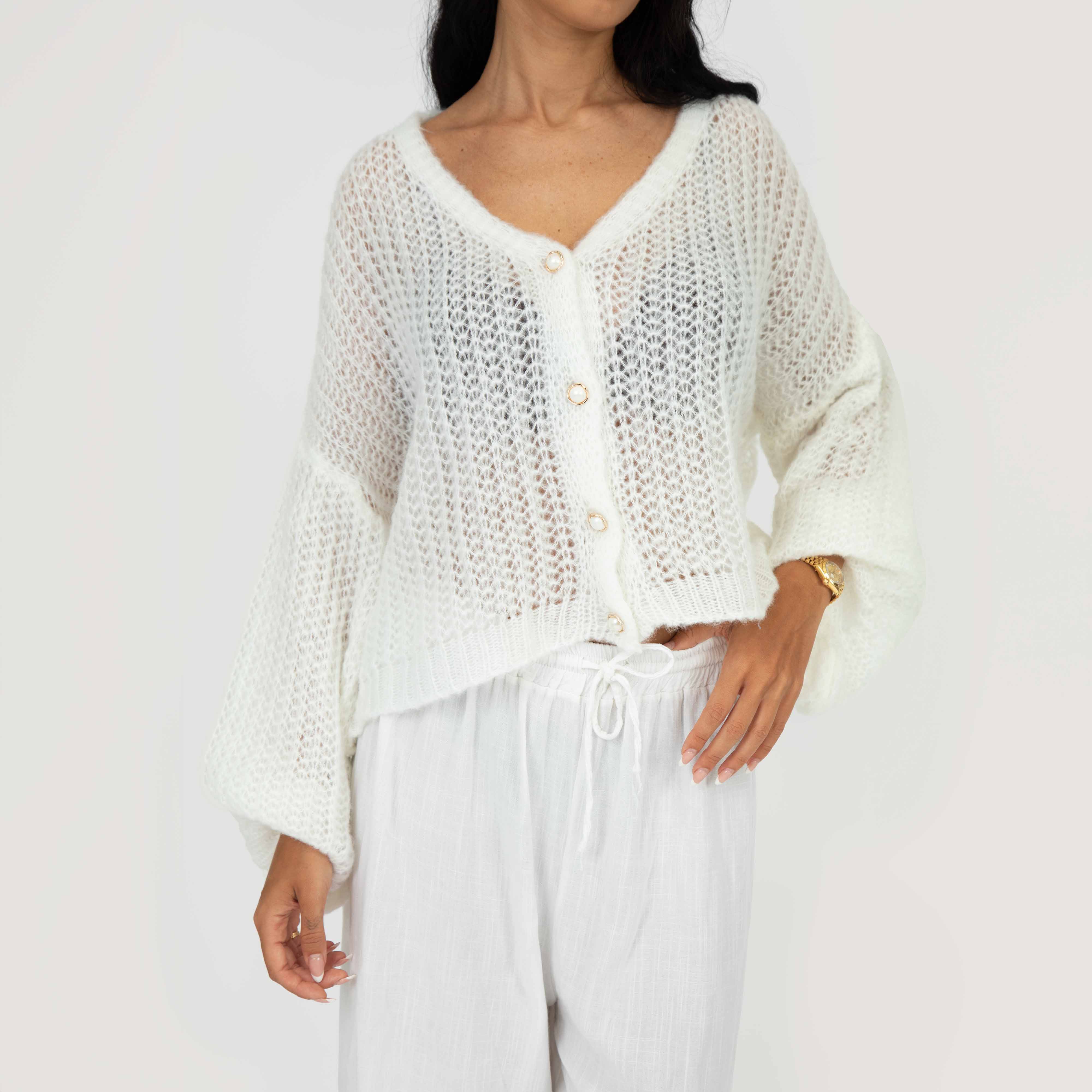 Feiner Lochstrick Cardigan
