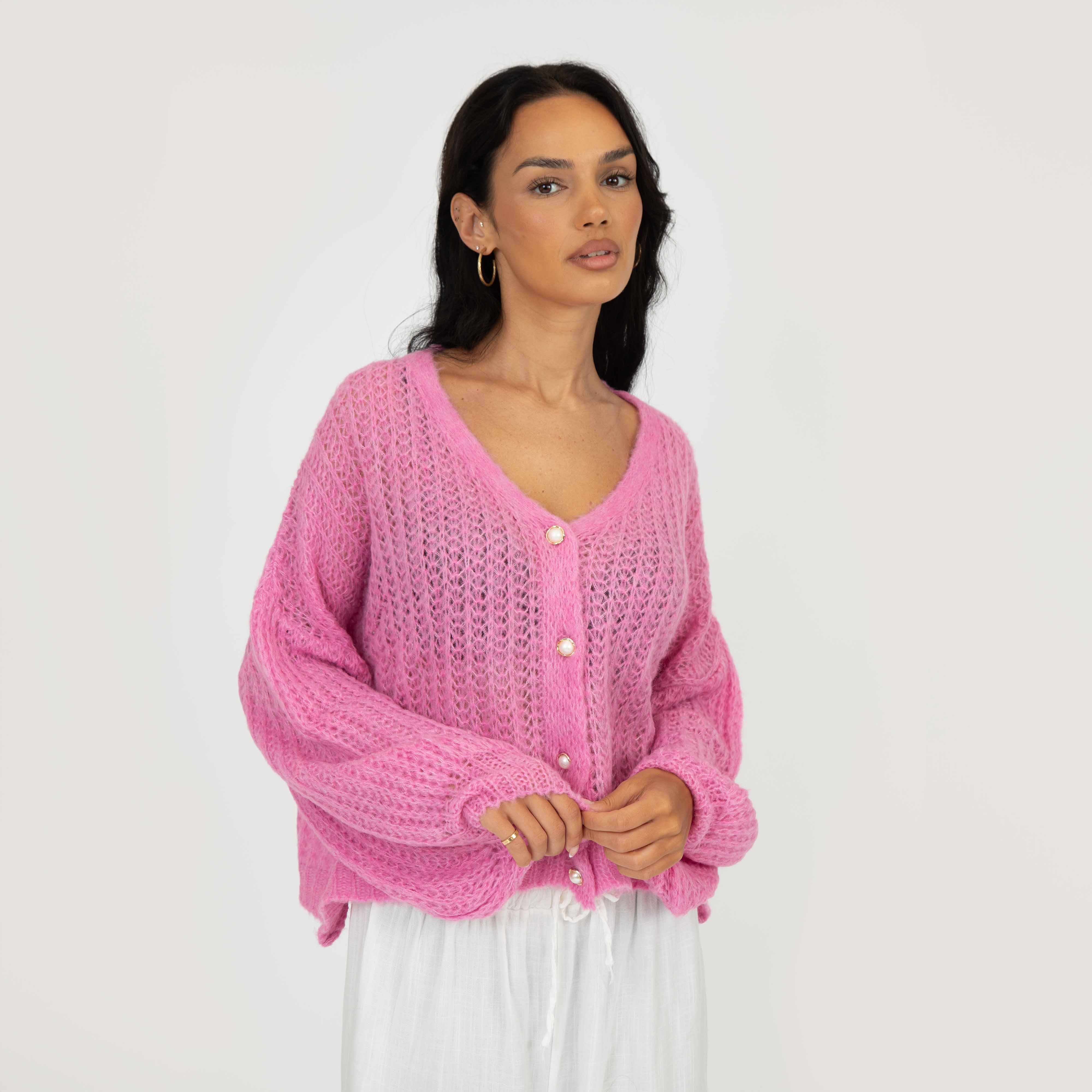 Feiner Lochstrick Cardigan