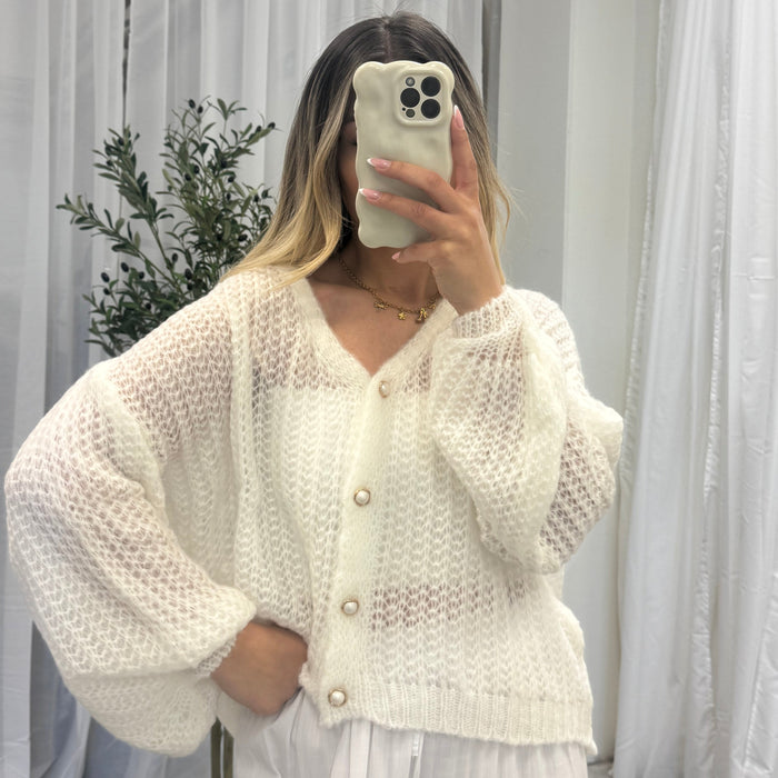 Feiner Lochstrick Cardigan