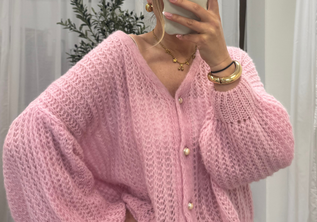 Feiner Lochstrick Cardigan