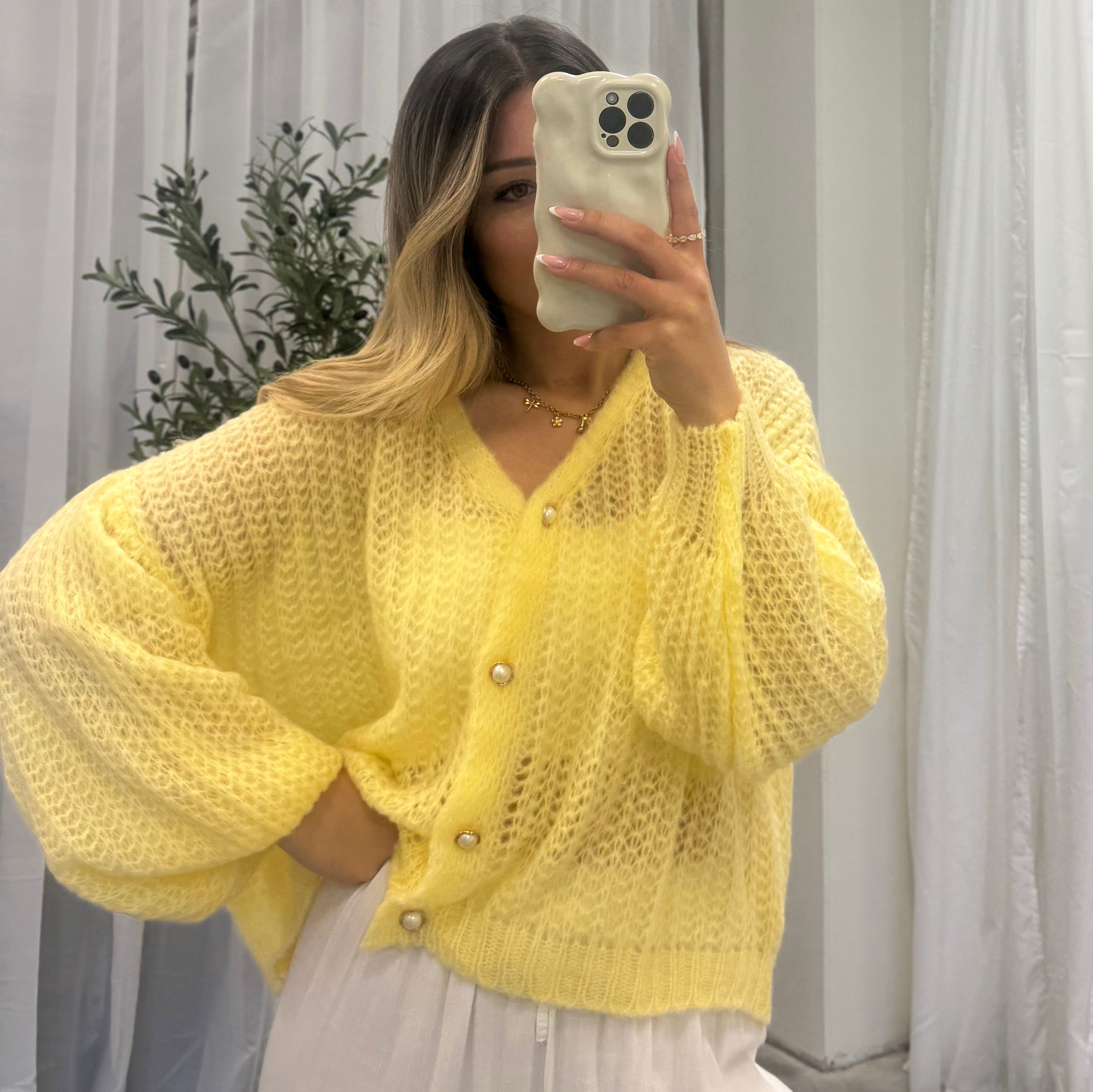 Feiner Lochstrick Cardigan