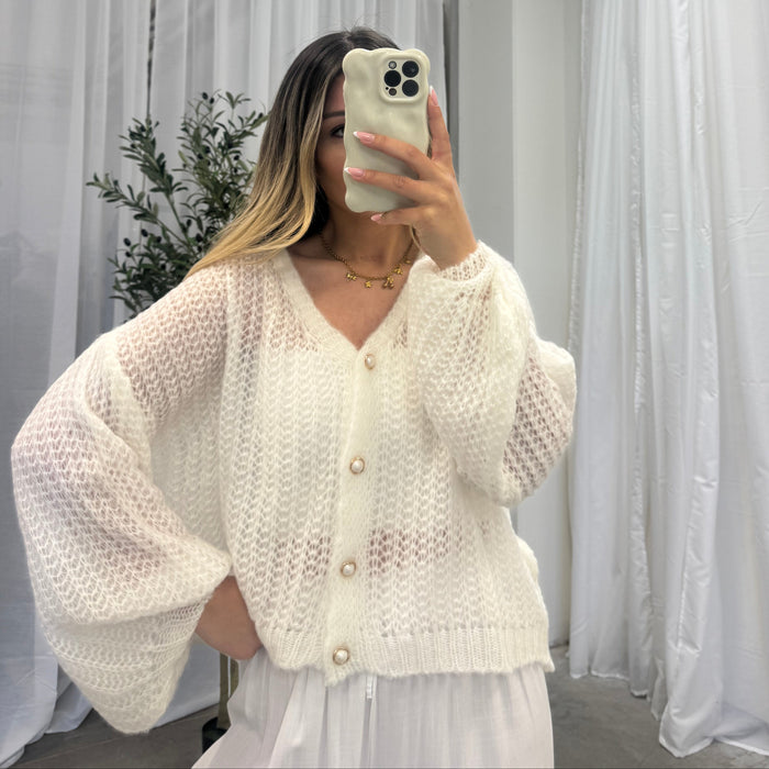 Feiner Lochstrick Cardigan