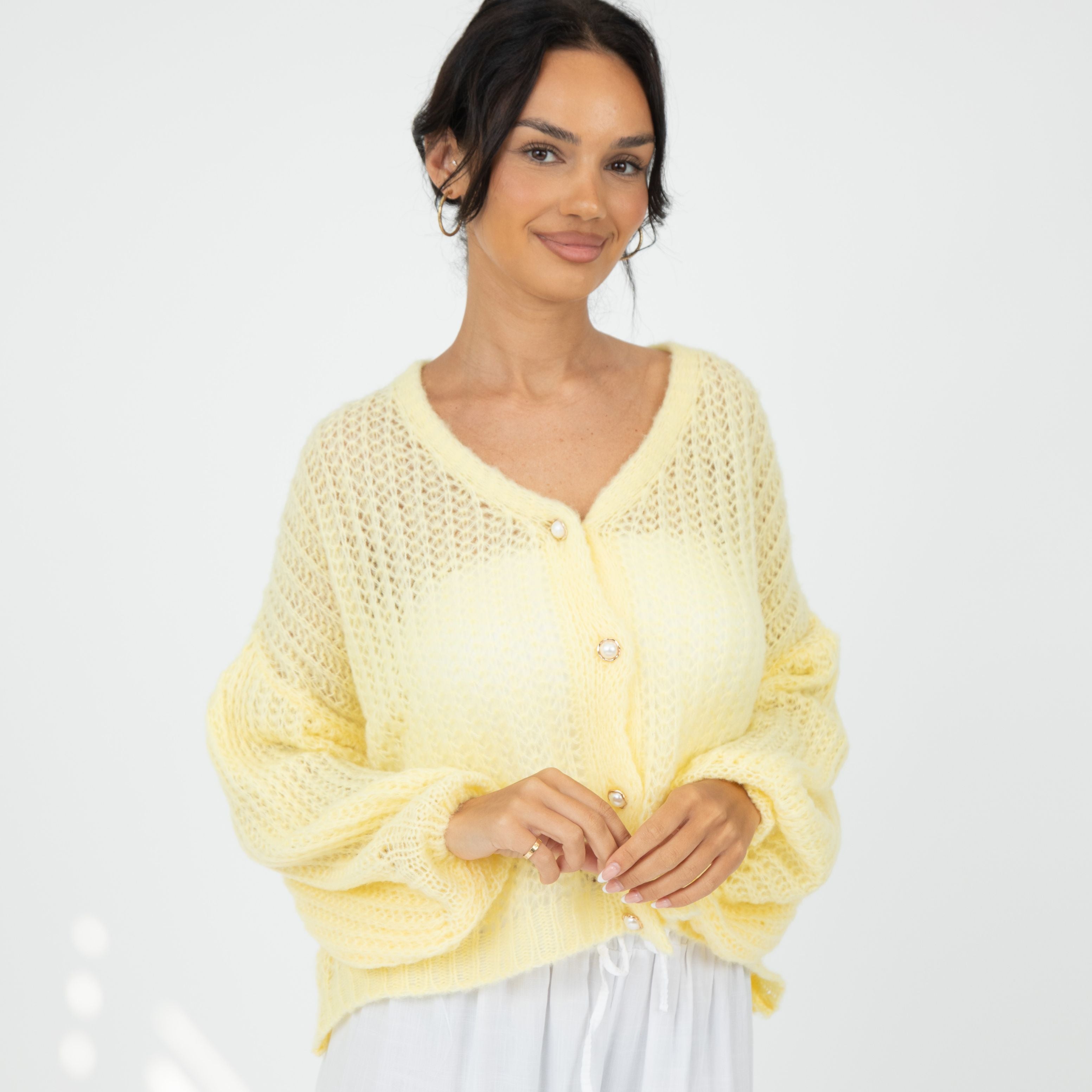 Feiner Lochstrick Cardigan