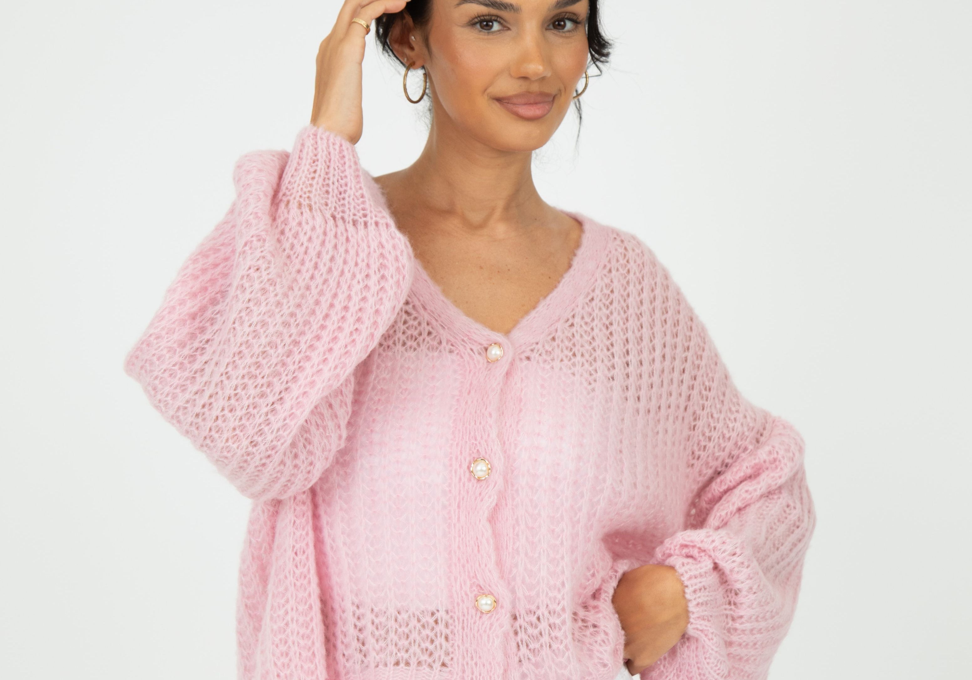 Feiner Lochstrick Cardigan