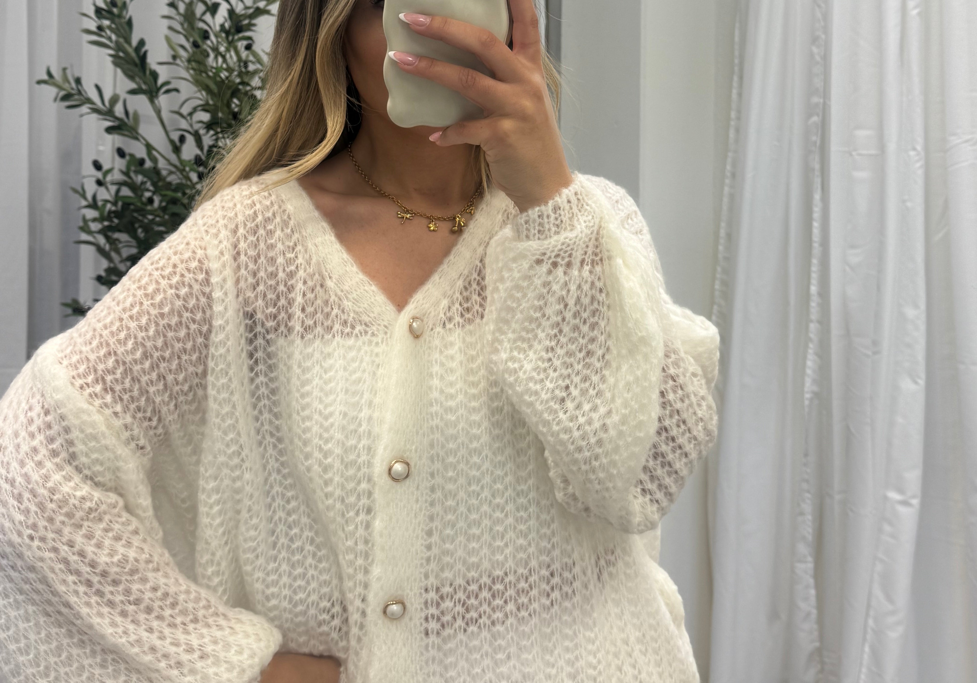 Feiner Lochstrick Cardigan
