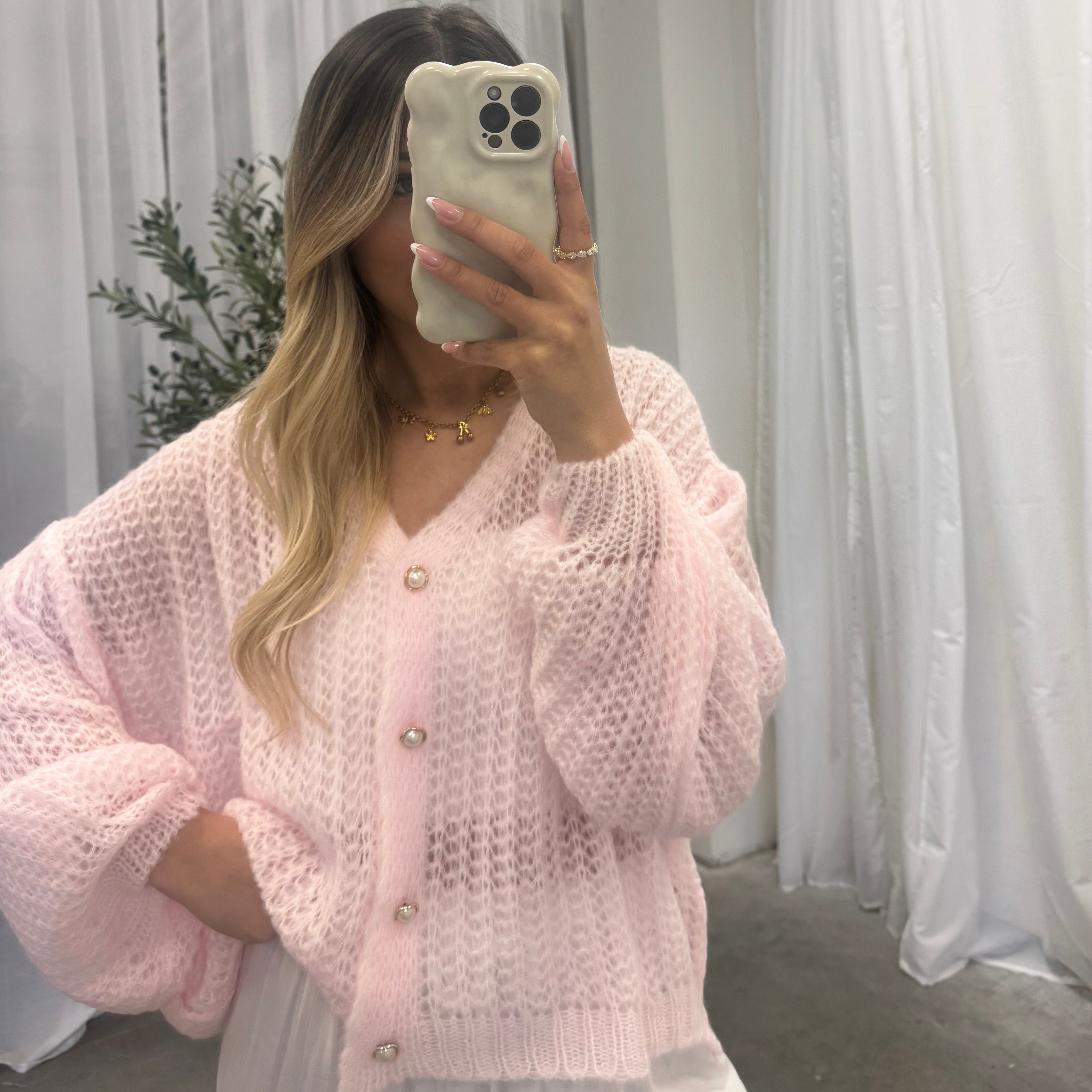 Feiner Lochstrick Cardigan