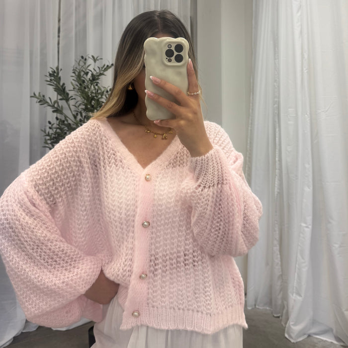 Feiner Lochstrick Cardigan
