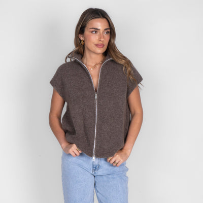 Oversized Zip Strickweste