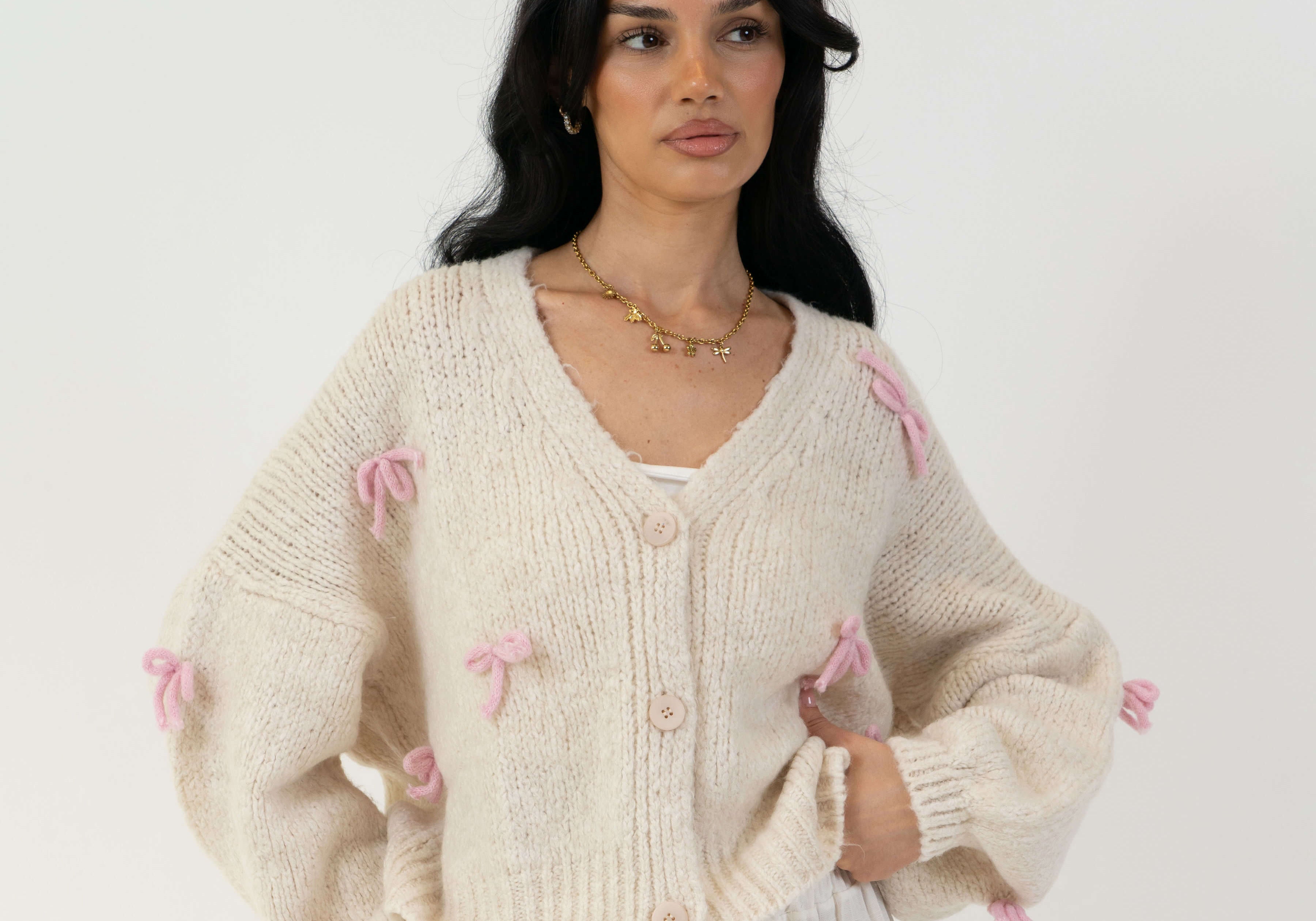 Oversize Mini Schleifen Cardigan