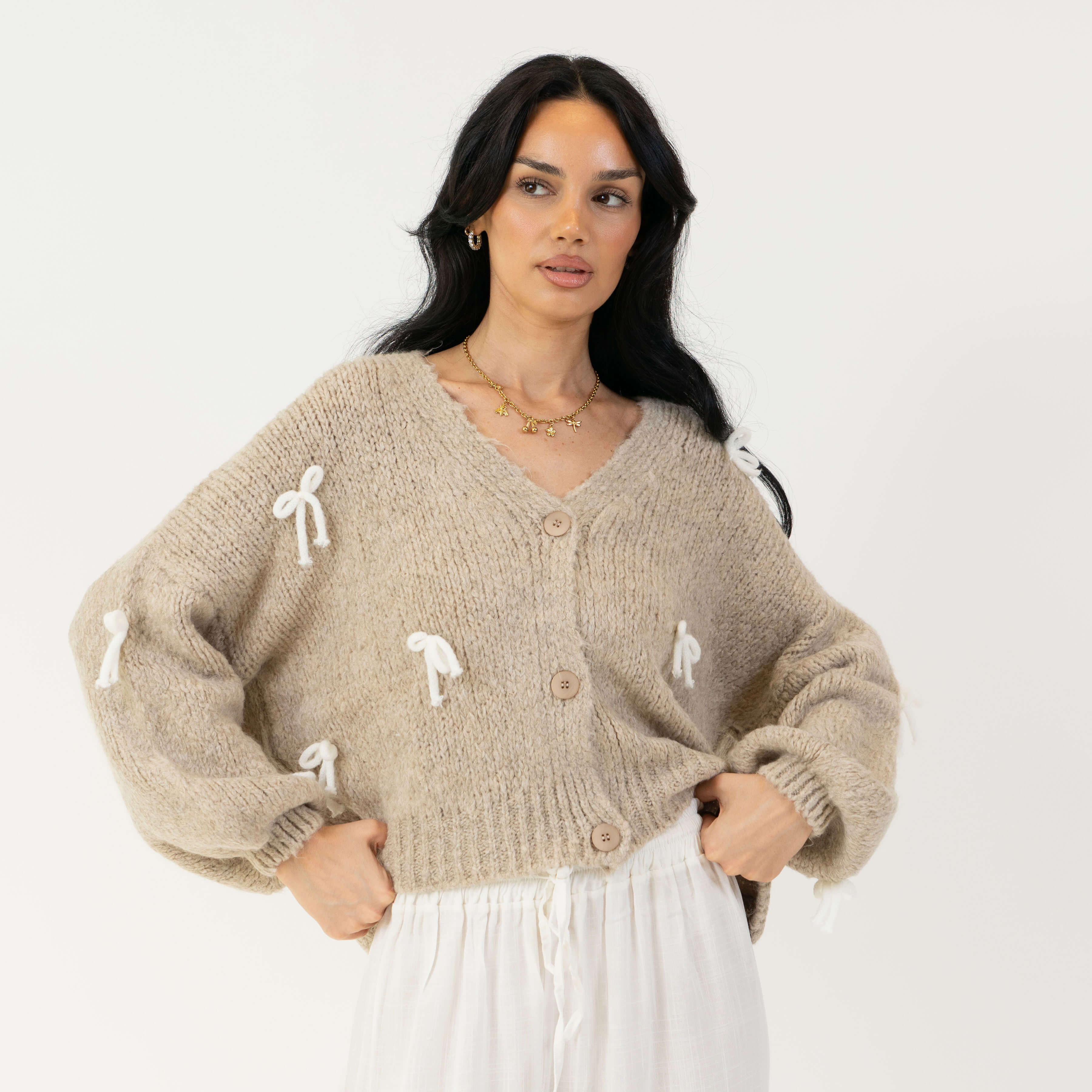 Oversize Mini Schleifen Cardigan