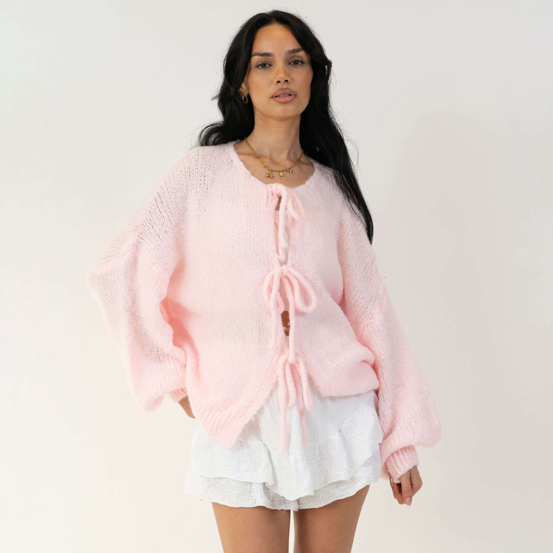 Oversized Cardigan mit Schleifen