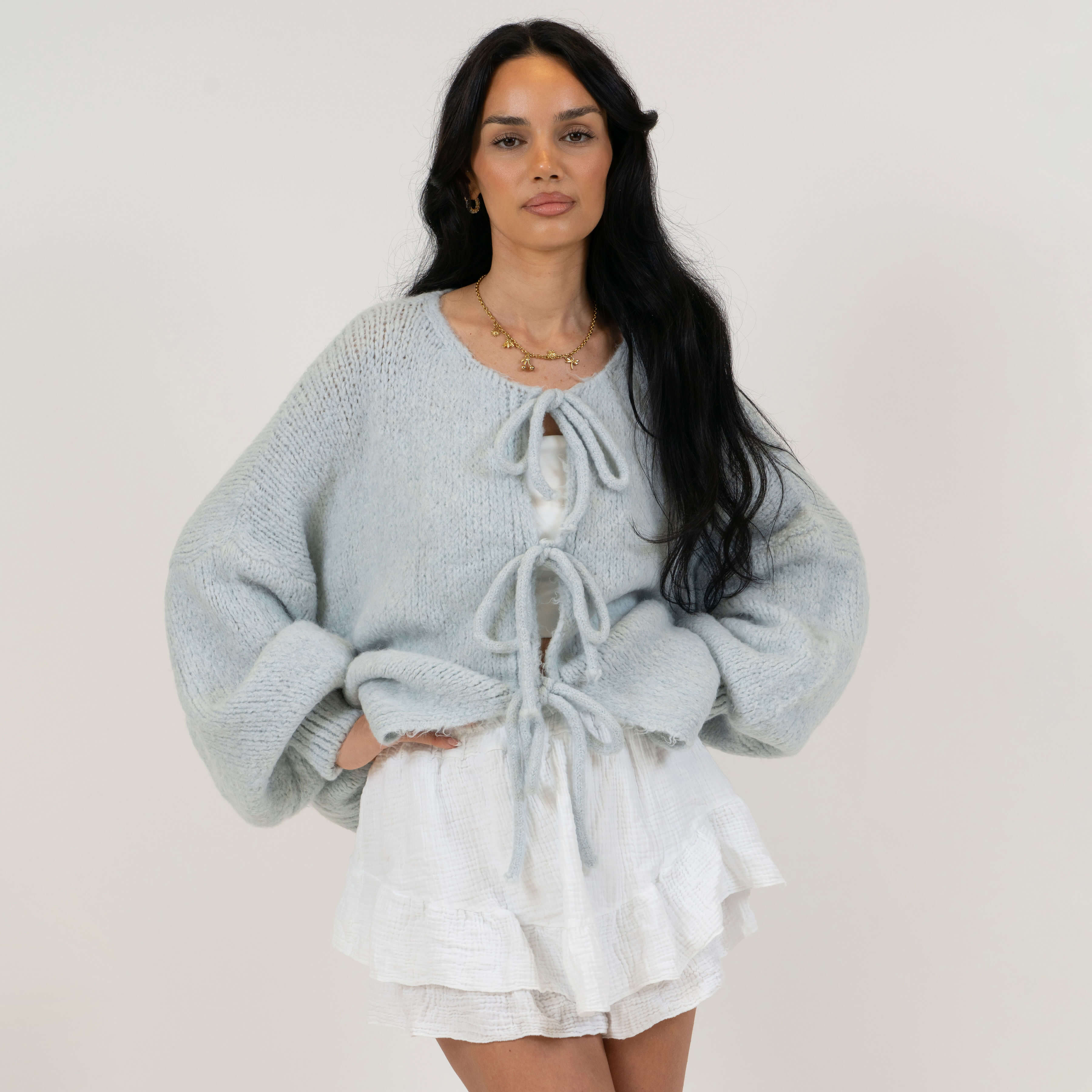 Oversized Cardigan mit Schleifen