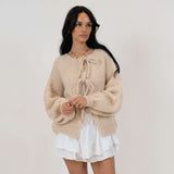 Oversized Cardigan mit Schleifen