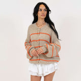 Oversized Cardigan Short Gestreift "CozyGlam"
