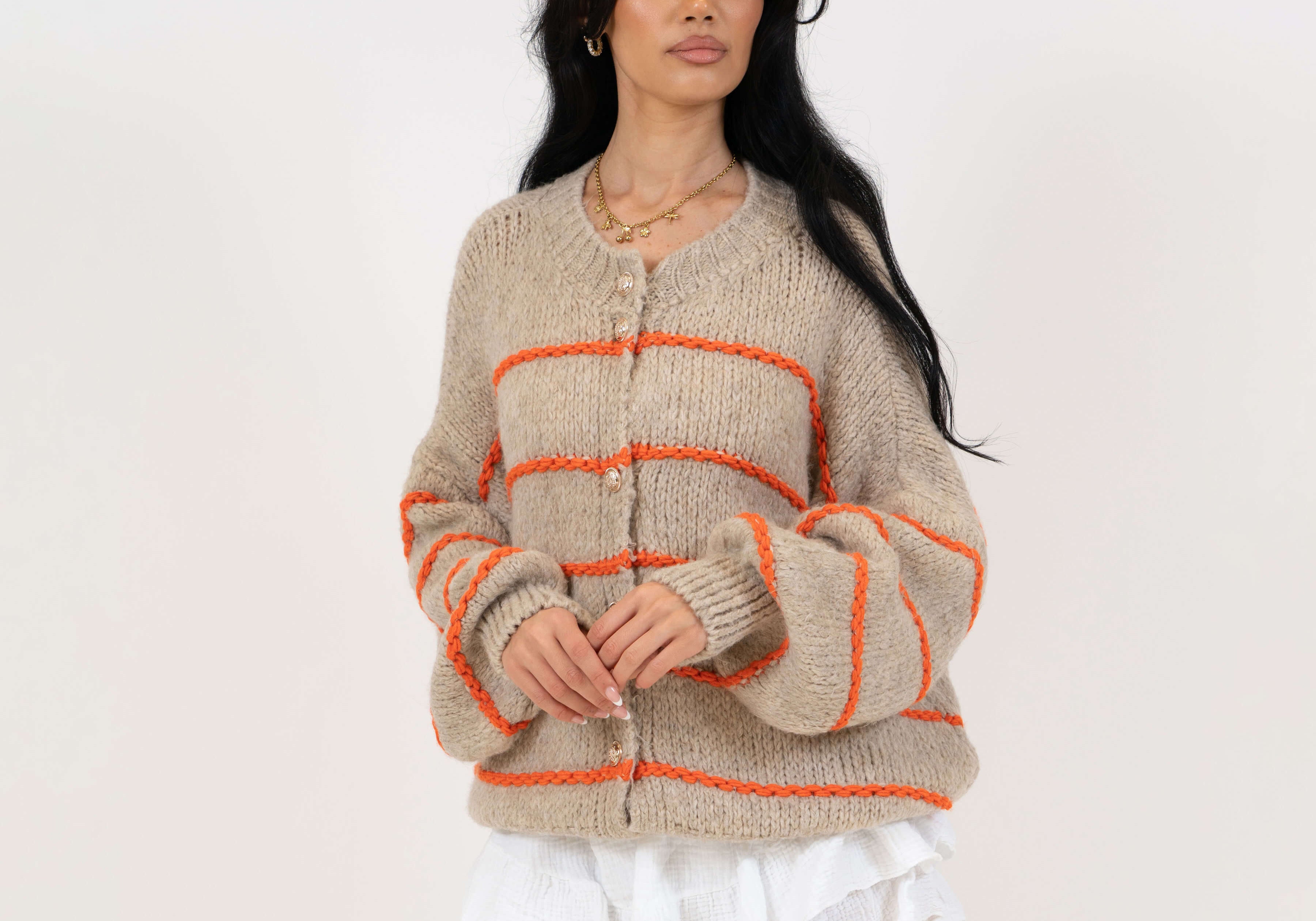 Oversized Cardigan Short Gestreift "CozyGlam"