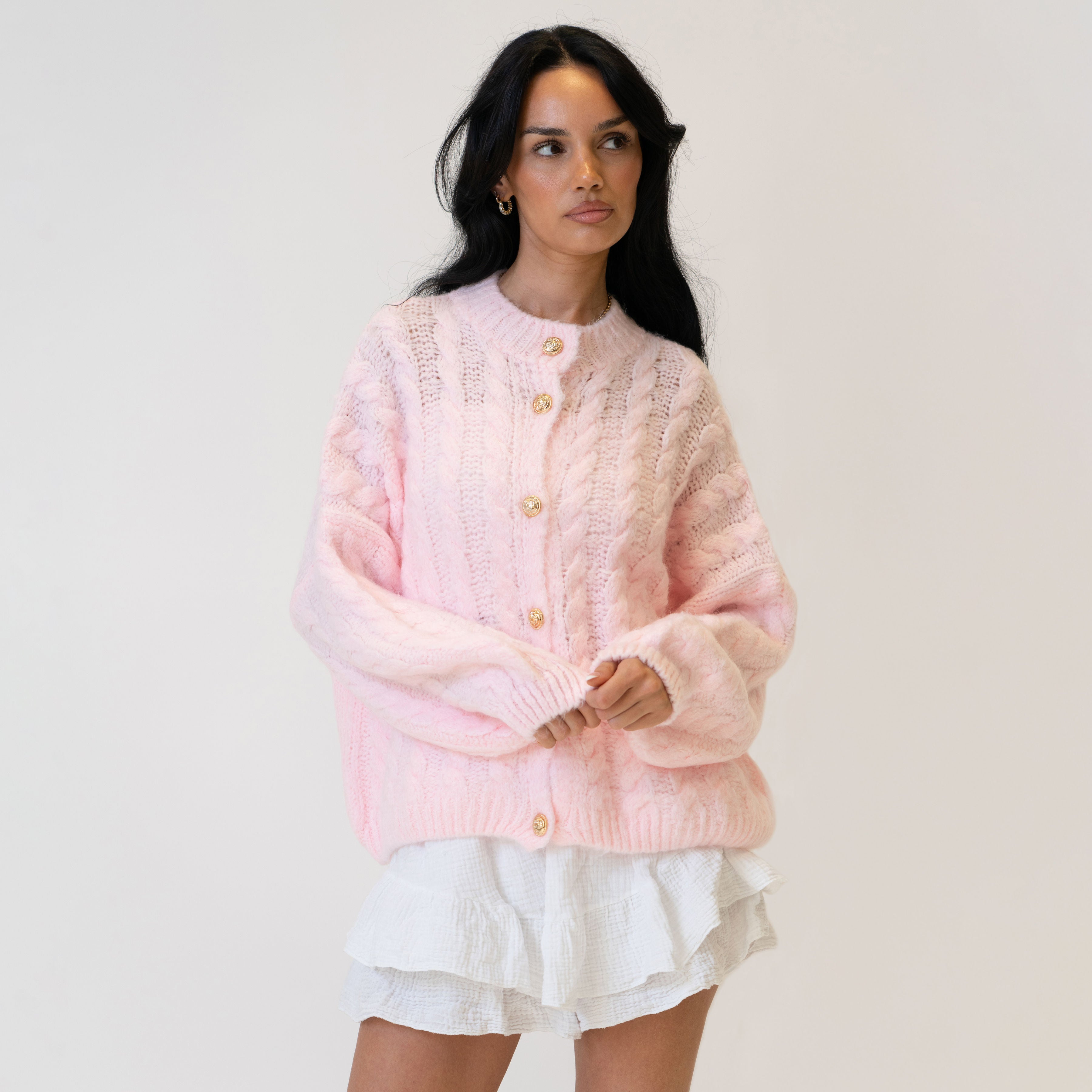 Short Oversize Zopfmuster Cardigan