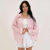 Gestreifte Oversize Musselin Bluse