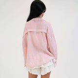 Gestreifte Oversize Musselin Bluse