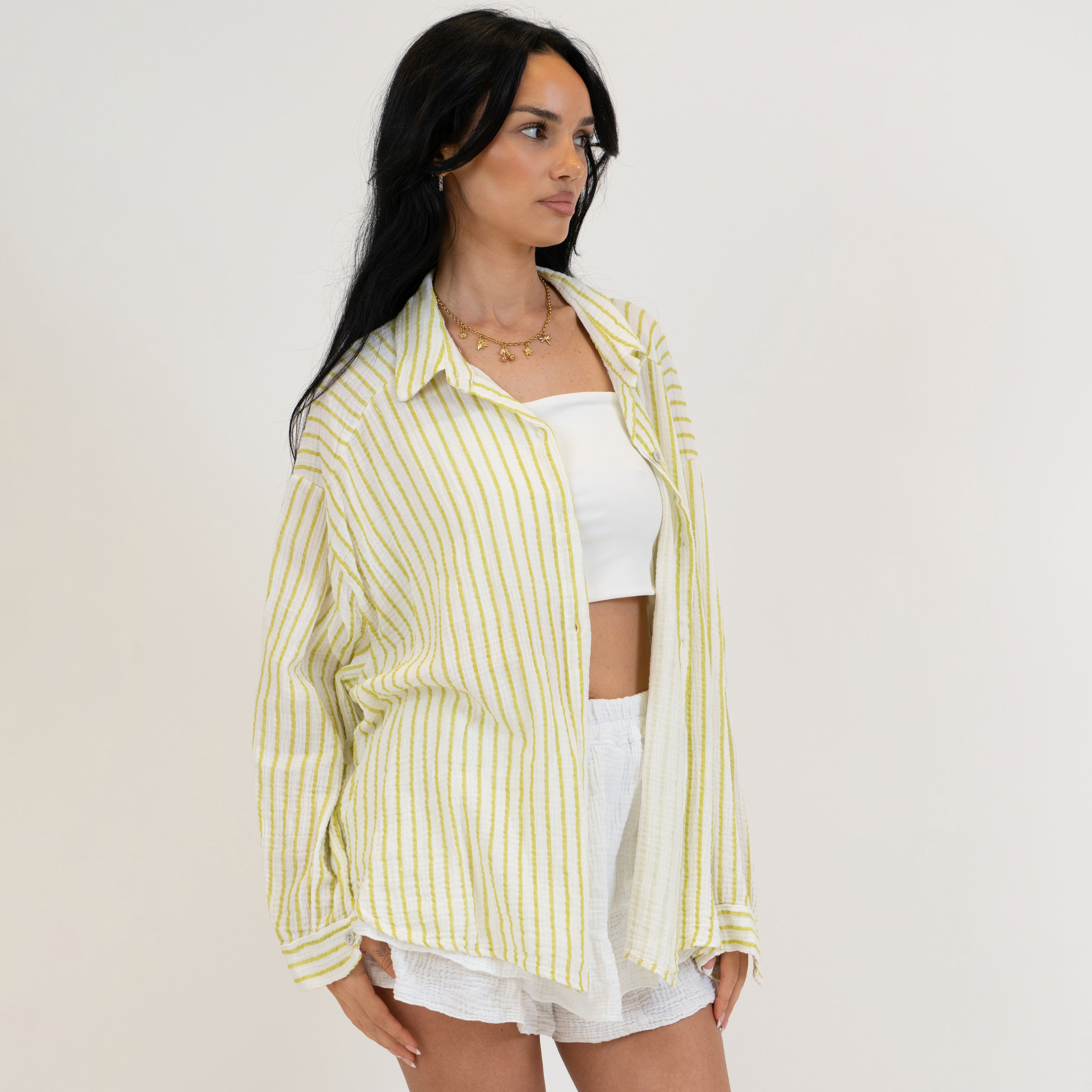 Gestreifte Oversize Musselin Bluse