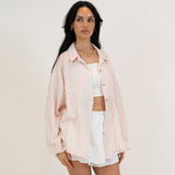 Gestreifte Oversize Musselin Bluse