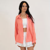 Gestreifte Oversize Musselin Bluse