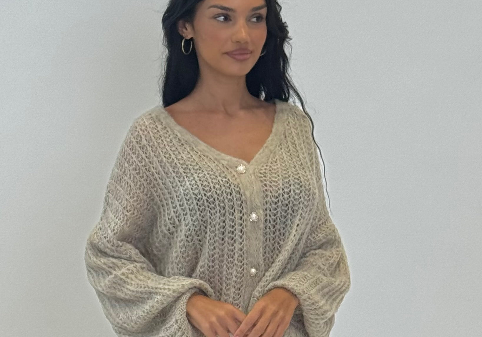 Feiner Lochstrick Cardigan