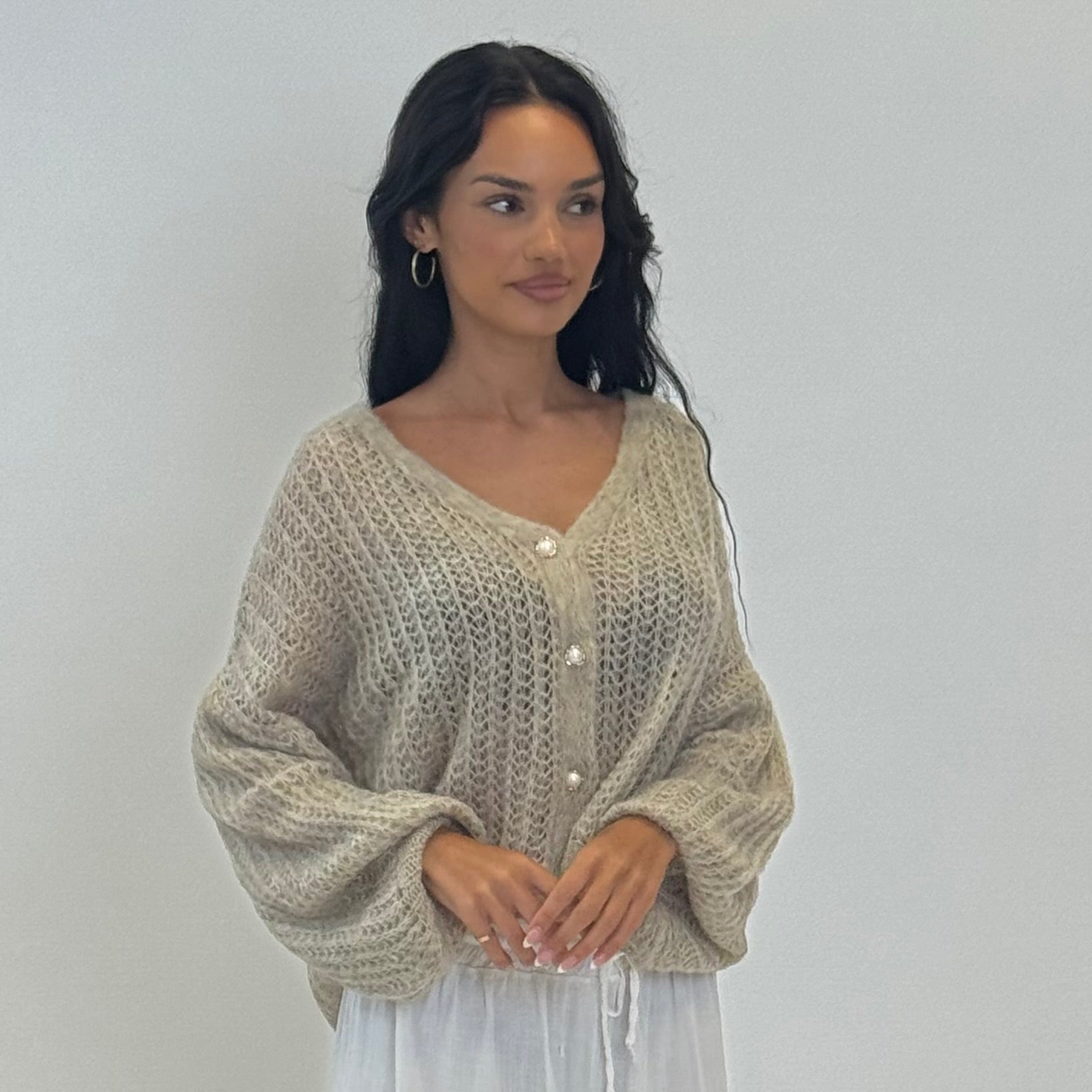 Feiner Lochstrick Cardigan
