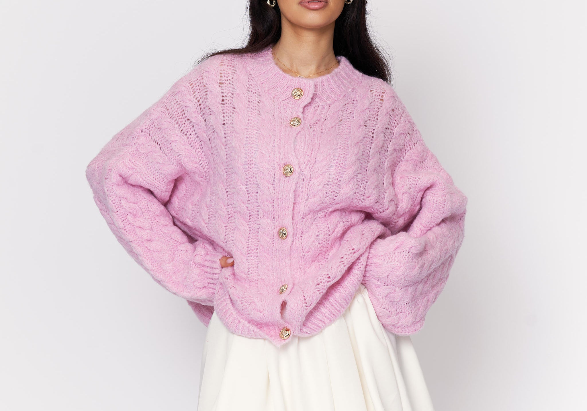Short Oversize Zopfmuster Cardigan