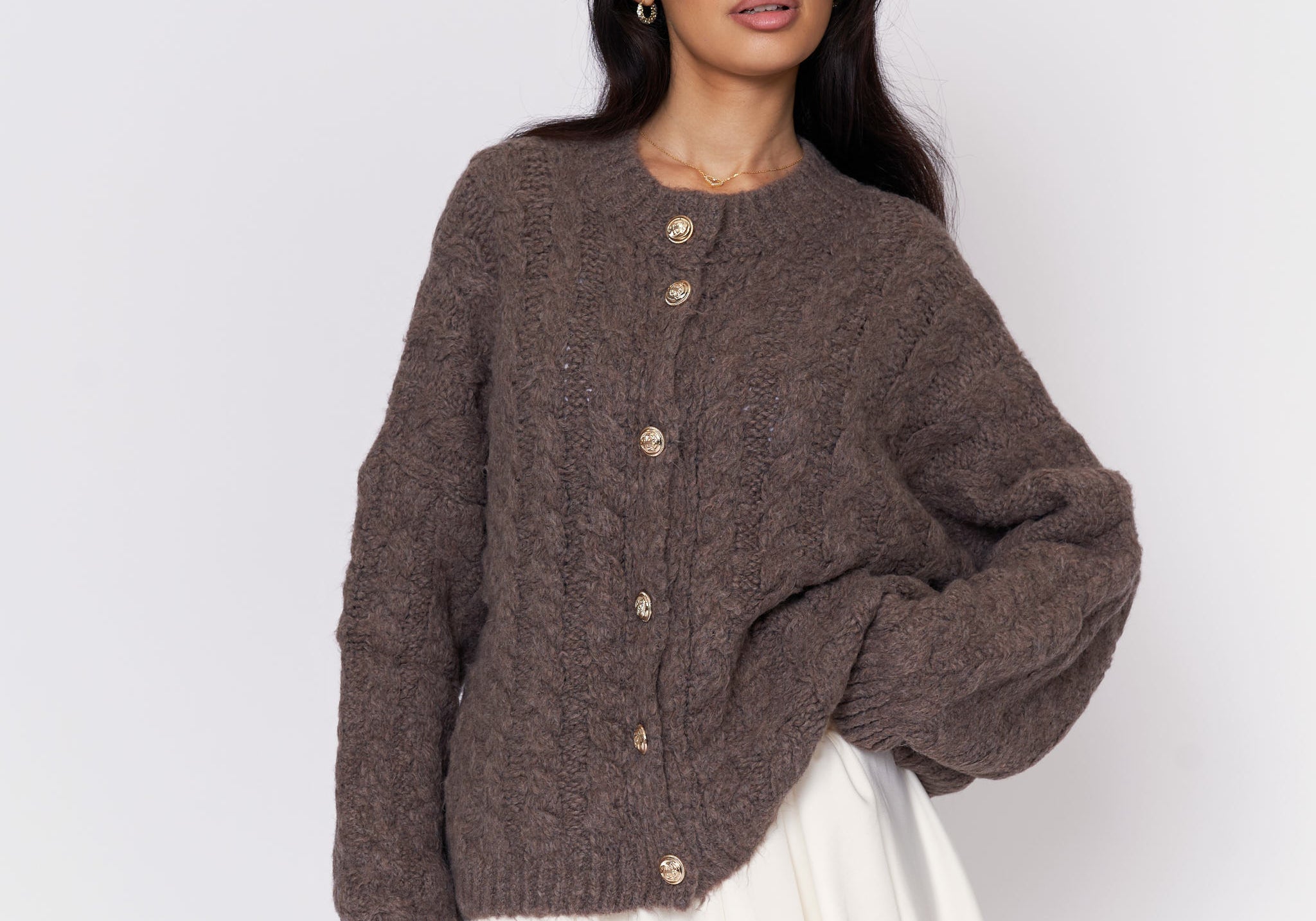 Short Oversize Zopfmuster Cardigan