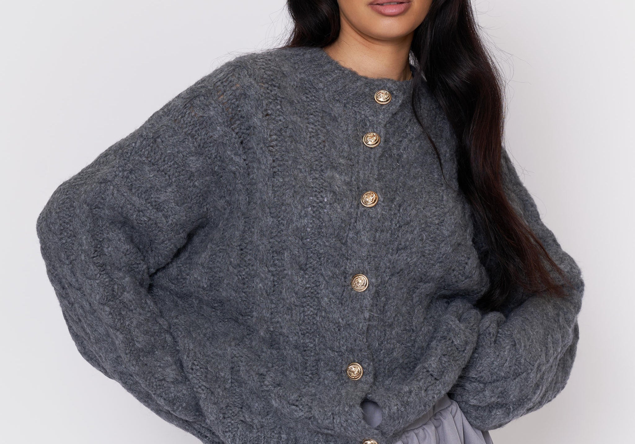 Short Oversize Zopfmuster Cardigan