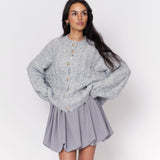Short Oversize Zopfmuster Cardigan