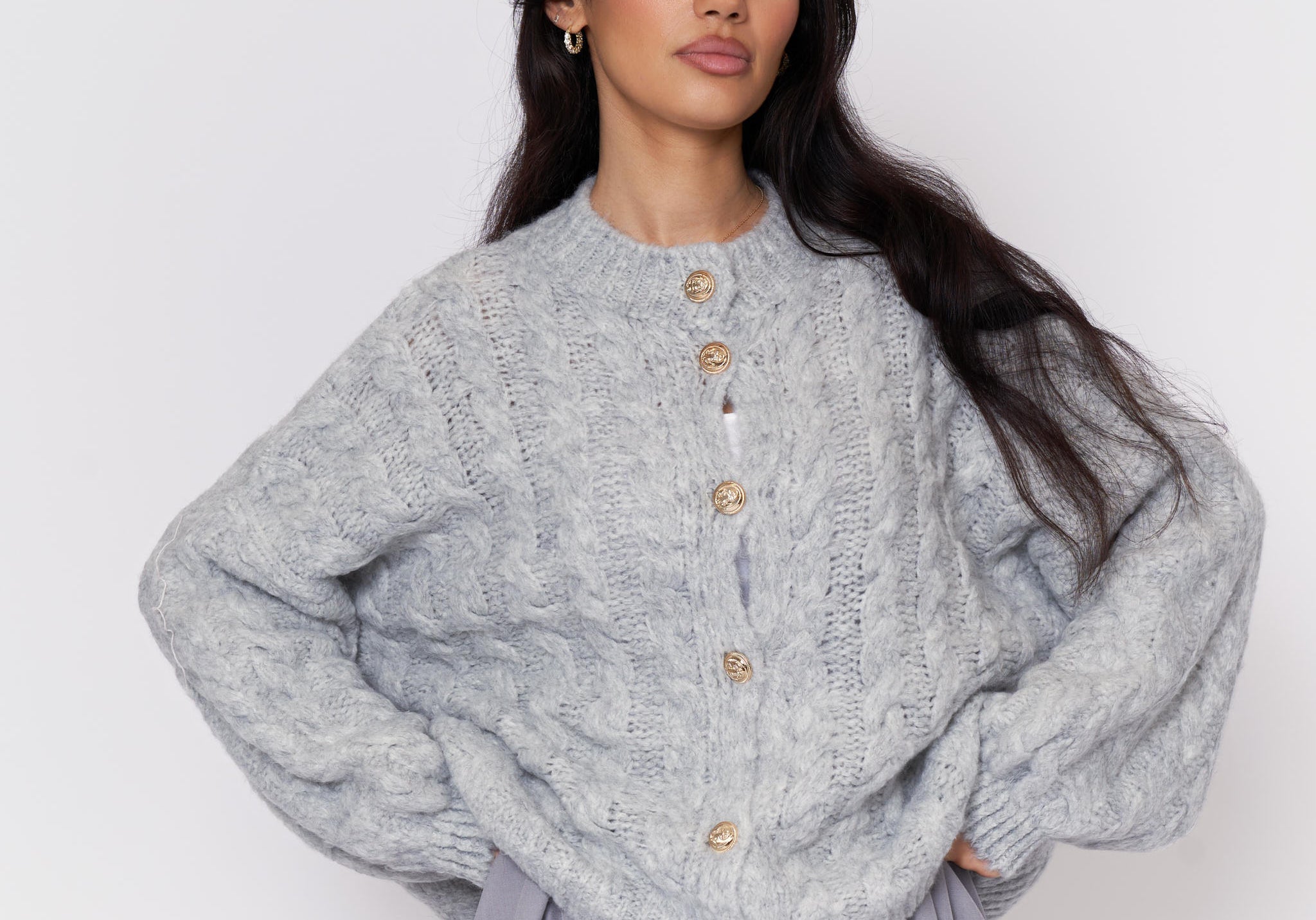 Short Oversize Zopfmuster Cardigan