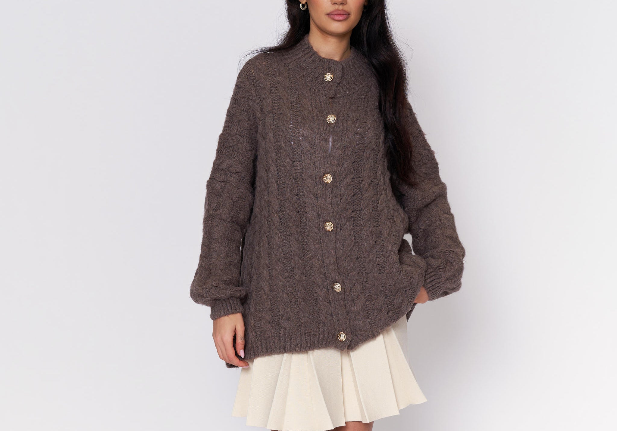 Oversize Zopfmuster Cardigan