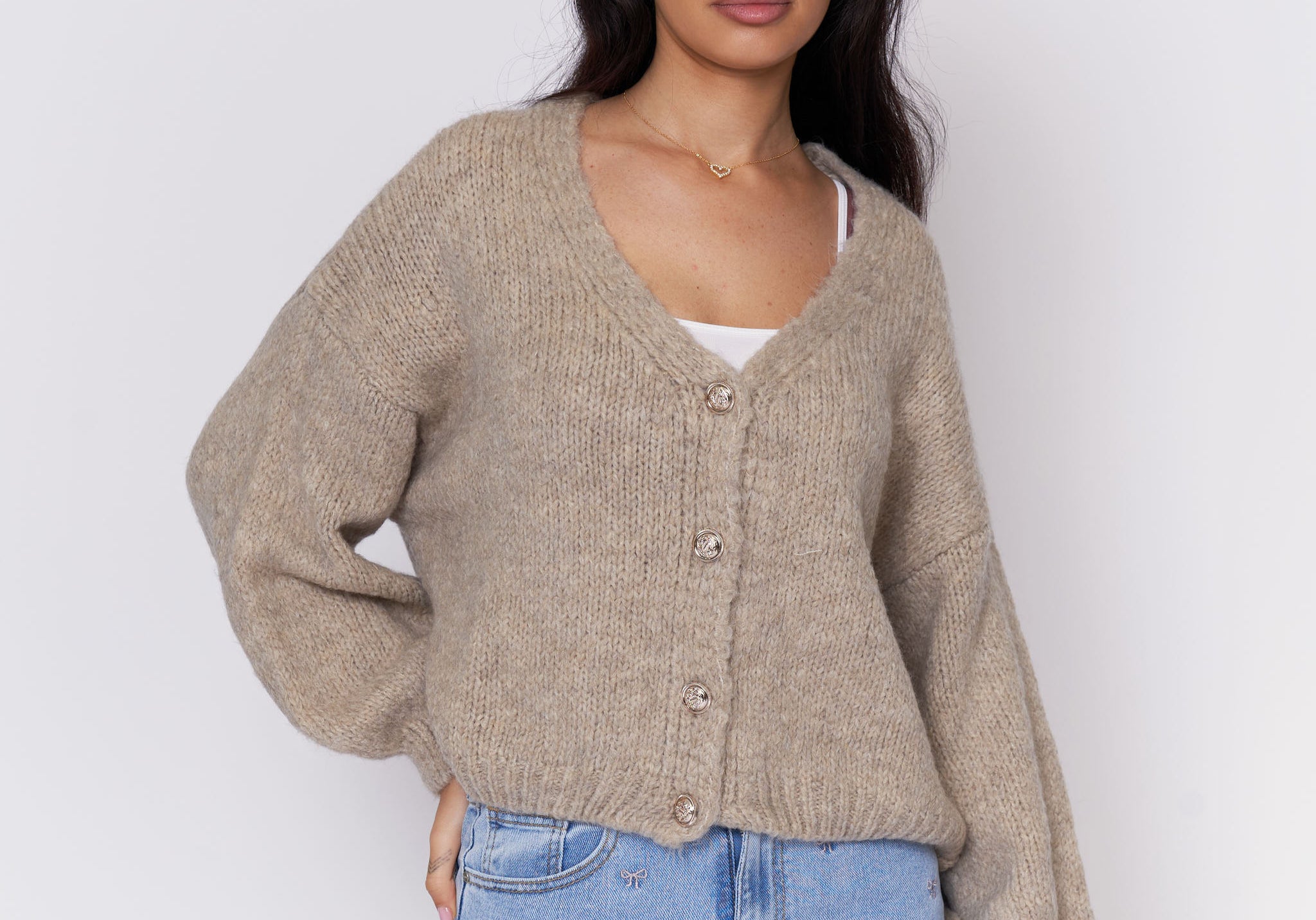 CozyGlam Oversize V-Cardigan Short