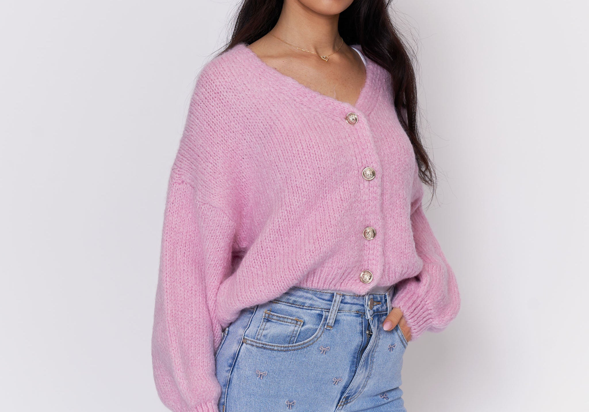 CozyGlam Oversize V-Cardigan Short